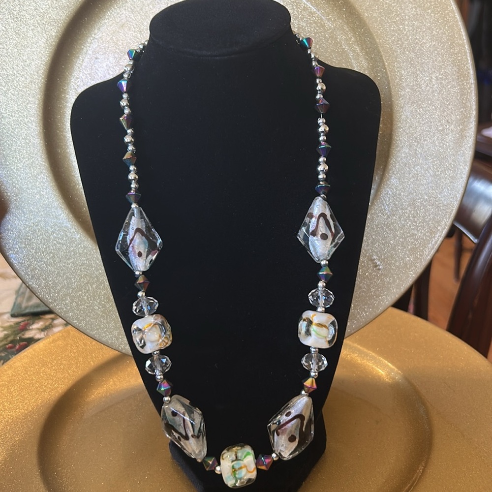 Crystal & Multicolored Beaded Necklace 23” Long; NWOT; Unique & Beautiful!